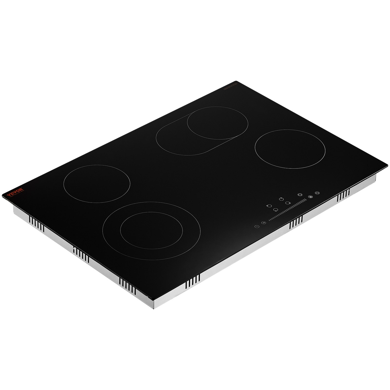 VEVOR Electric Cooktop, 30 inch 4 Burners Built-in Electric Stove Top, 7200W Ceramic Top Radiant Cooktop with Glass Panel, Touch Control, Timer, Child Lock, 9 Heat Level, 220-240V, Hard Wire (No Plug)