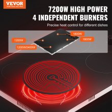 VEVOR Built-in Electric Cooktop Radiant Ceramic Cooktop 4 Burners 30.3x20.5 inch