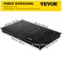 VEVOR Built in Electric Stove Top, 35.4 x 20.5 inch 5 Burners, 240V Ceramic Glass Radiant Cooktop with Sensor Touch Control, Timer & Child Lock Included, 9 Power Levels for Simmer Steam Slow Cook Fry