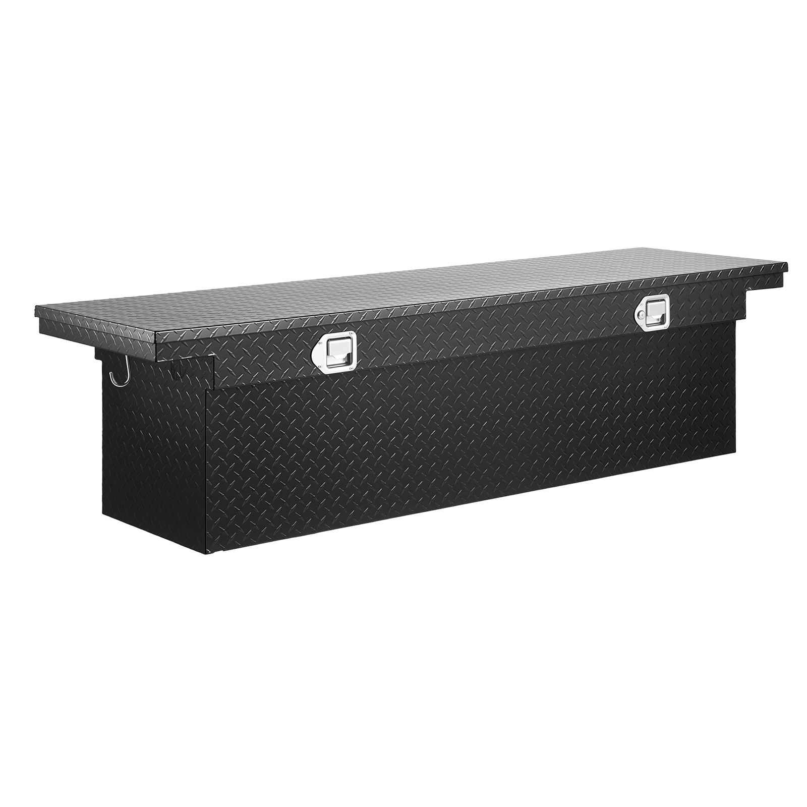 VEVOR Crossover Truck Tool Box, 69x20x18 In, Heavy Duty Aluminum Toolbox with Diamond Texture, Pick Up Truck Bed RV Trailer Toolbox, Waterproof Storage Organizer with Lock, Keys, Side Handles, Black