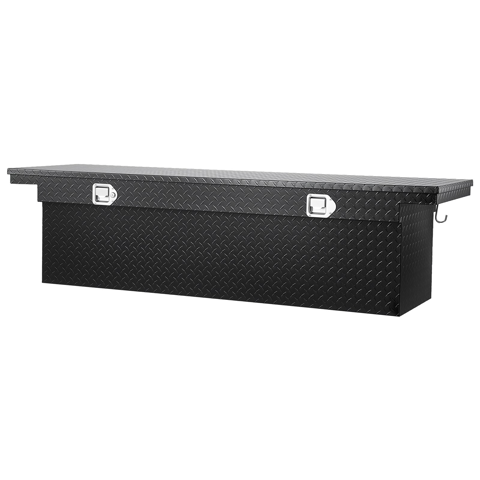 VEVOR Crossover Truck Tool Box, 69x20x14 In, Heavy Duty Aluminum Toolbox with Diamond Texture, Pick Up Truck Bed RV Trailer Toolbox, Waterproof Storage Organizer with Lock, Keys, Side Handles, Black