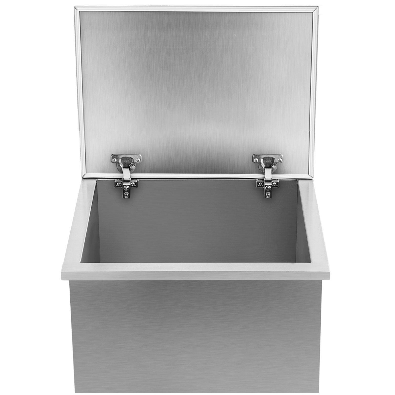 VEVOR Drop in Ice Chest 28''L x 16''W x 17''H Drop in Cooler Stainless Steel with Hinged Cover Bar Ice Bin 76.3 qt Drain-pipe and Drain Plug Included for Cold Wine Beer