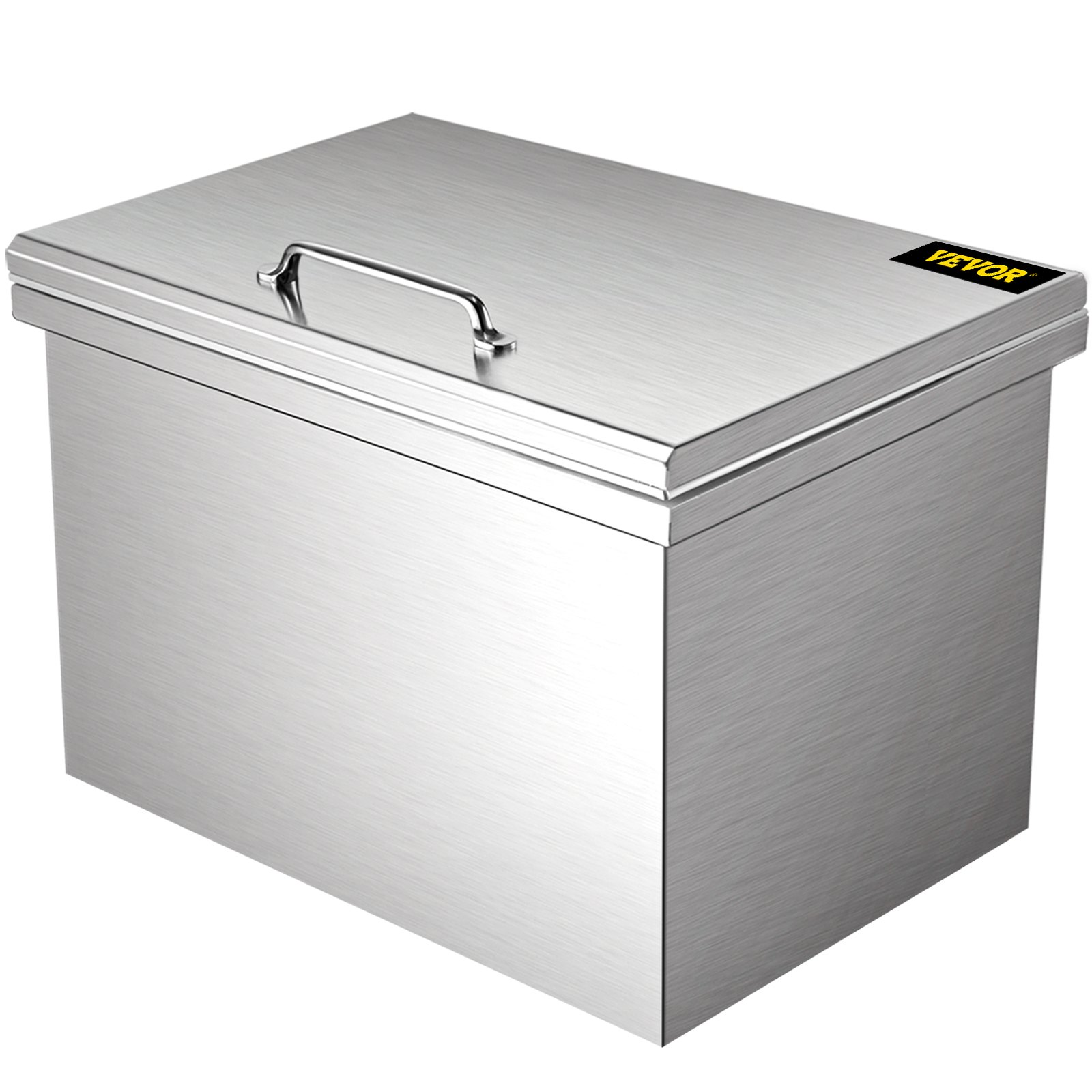 VEVOR Drop in Ice Chest 28''L x 16''W x 17''H Drop in Cooler Stainless Steel with Hinged Cover Bar Ice Bin 76.3 qt Drain-pipe and Drain Plug Included for Cold Wine Beer