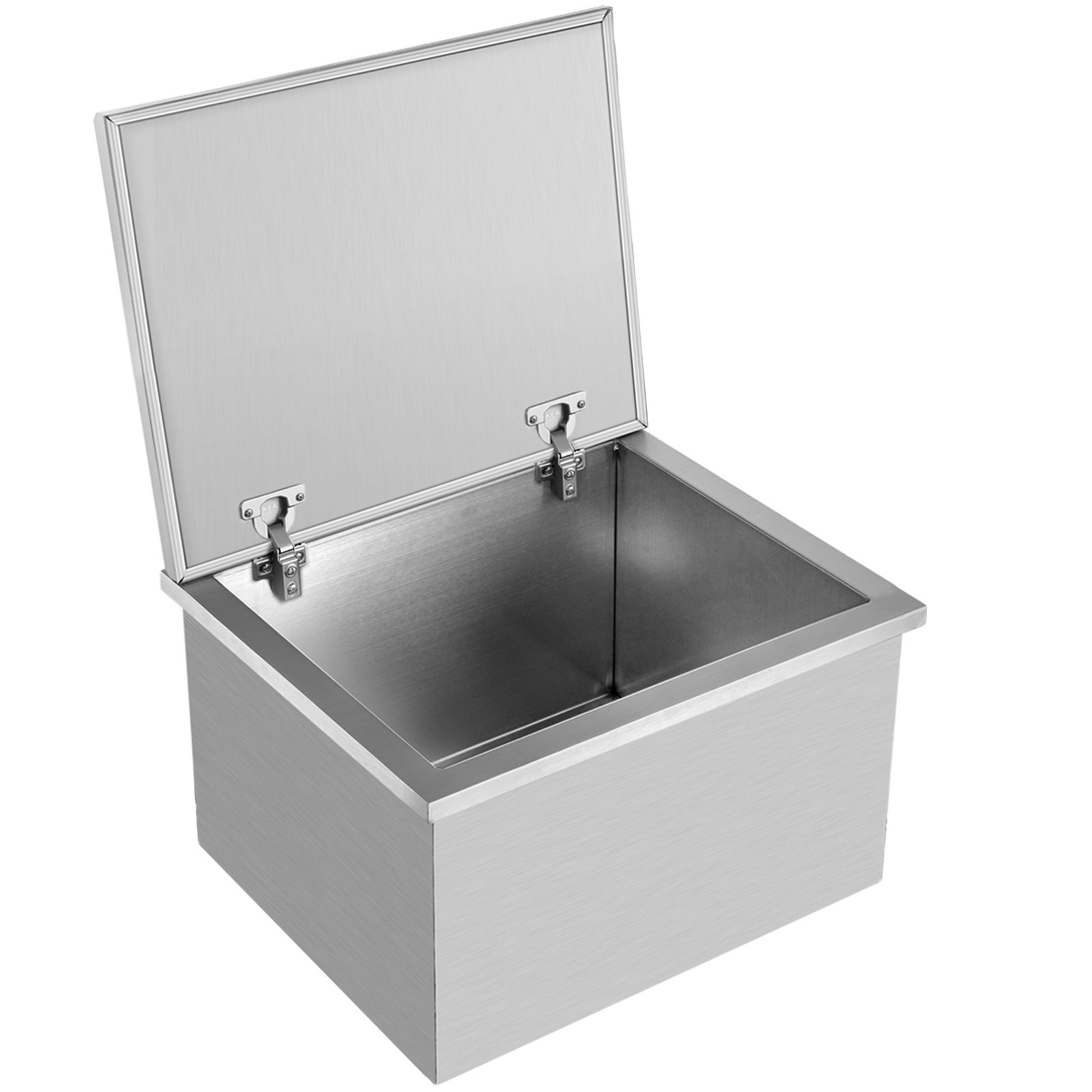 VEVOR Drop in Ice Chest 28''L x 16''W x 17''H Drop in Cooler Stainless Steel with Hinged Cover Bar Ice Bin 76.3 qt Drain-pipe and Drain Plug Included for Cold Wine Beer