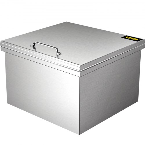Glacière encastrable 68 x 45 x 53 cm avec couvercle coulissant, glacière en acier inoxydable