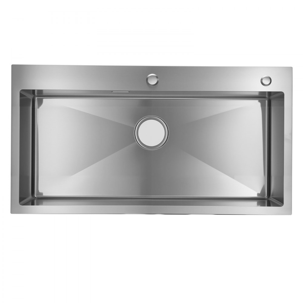 VEVOR 85cm Kitchen Top Mount Single Bowl Sinks, Stainless Steel Drop-In Farmhouse Basin with Accessories, Household Dishwasher Sinks for RV, Prep Kitchen, Laundry Room, Bar