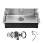 VEVOR 76cm Kitchen Sink Undermount Single Bowl Drop-In Basin Stainless Steel Bar