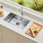 VEVOR 76cm Kitchen Sink Workstation, 304 Stainless Steel Undermount Sinks, Drop-In Single Bowl Farmhouse Basin with Accessories, Household Dishwasher Sinks for RV, Prep Kitchen, Laundry Room, Bar