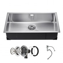 VEVOR 76cm Kitchen Sink Undermount Single Bowl Drop-In Basin Stainless Steel Bar