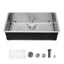 VEVOR 81 cm Kitchen Undermount Single Bowl Sinks, Stainless Steel Drop-In Farmhouse Basin with Accessories, Household Dishwasher Sinks for RV, Prep Kitchen, Laundry Room, Bar