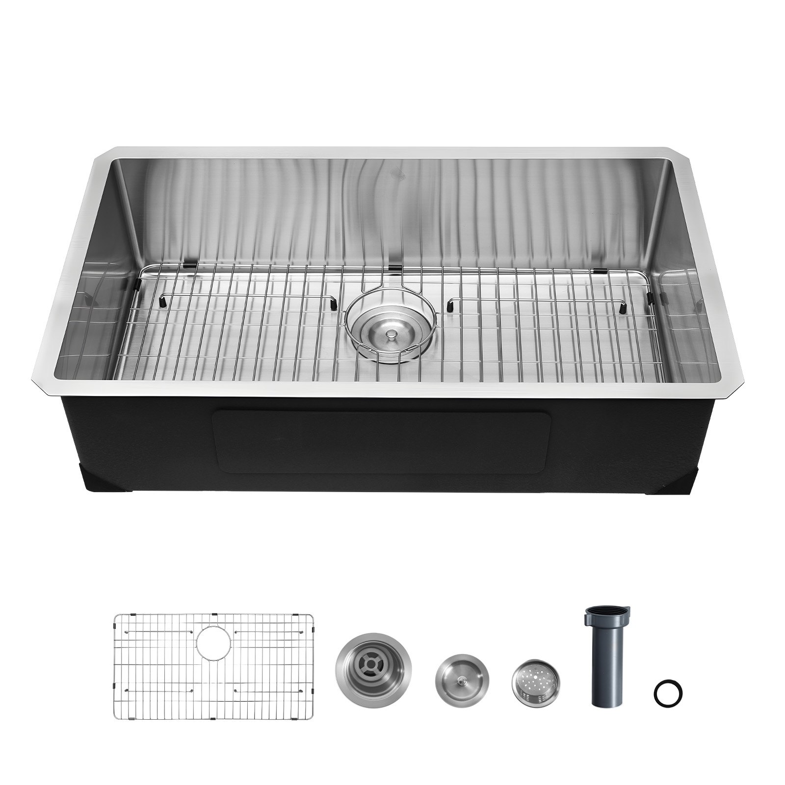 VEVOR 81 cm Kitchen Undermount Single Bowl Sinks, Stainless Steel Drop-In Farmhouse Basin with Accessories, Household Dishwasher Sinks for RV, Prep Kitchen, Laundry Room, Bar