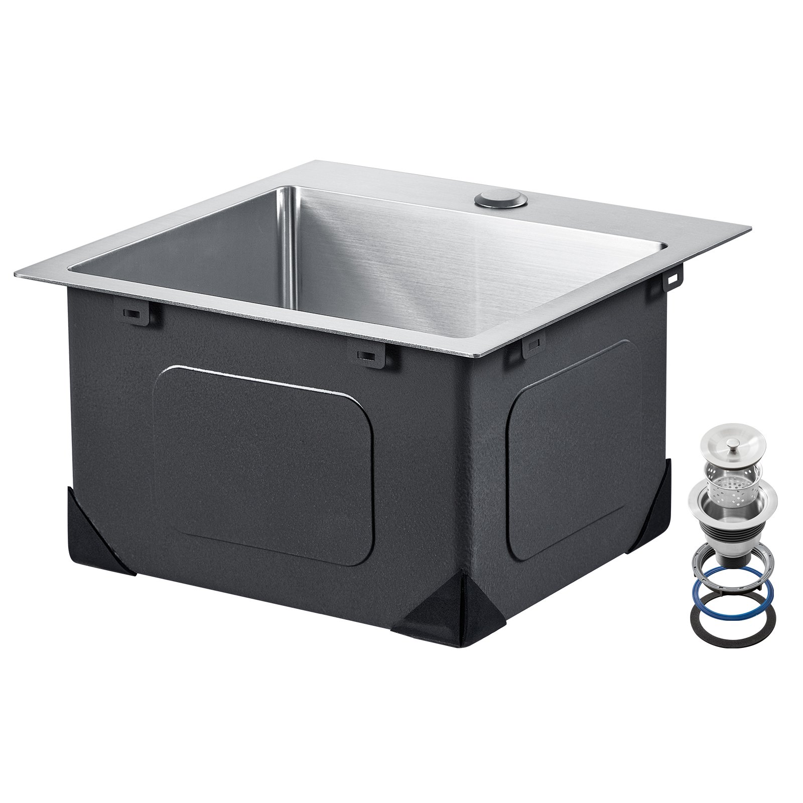 VEVOR 15 inch Kitchen Sink Workstation, 304 Stainless Steel Top Mount Sinks, Drop-In Single Bowl Farmhouse Basin with Accessories, Household Dishwasher Sinks for RV, Prep Kitchen, Laundry Room, Bar
