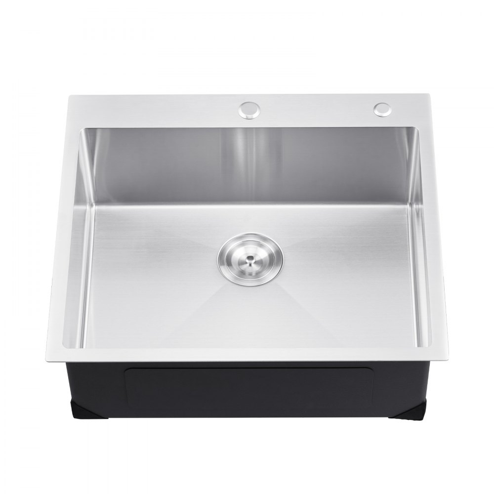 VEVOR 25 inch Kitchen Sink Workstation, 304 Stainless Steel Top Mount Sinks, Drop-In Single Bowl Farmhouse Basin with Accessories, Household Dishwasher Sinks for RV, Prep Kitchen, Laundry Room, Bar