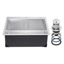 VEVOR 25" Kitchen Sink Top Mount Single Bowl Drop-In Basin Stainless Steel Bar