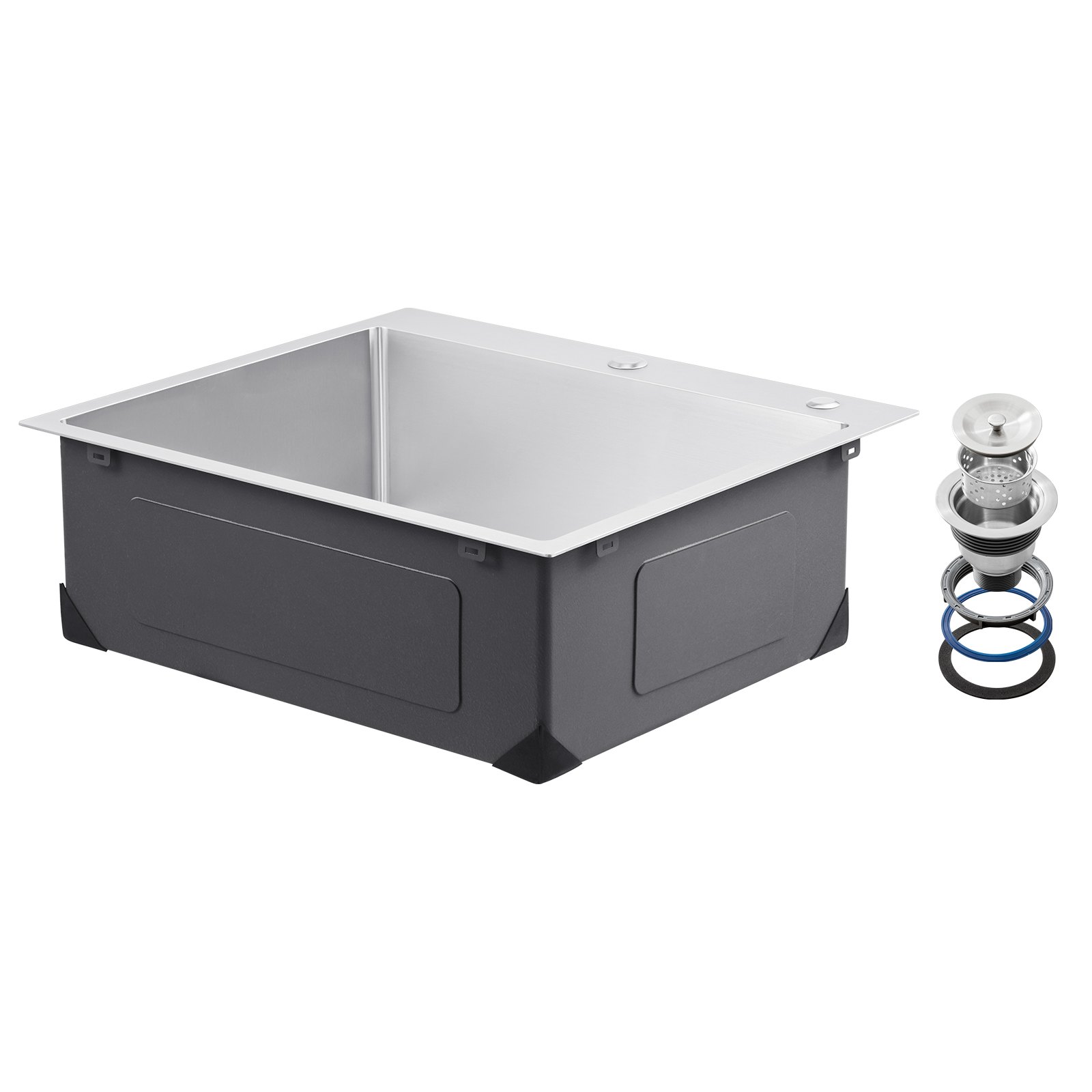 VEVOR 25 inch Kitchen Sink Workstation, 304 Stainless Steel Top Mount Sinks, Drop-In Single Bowl Farmhouse Basin with Accessories, Household Dishwasher Sinks for RV, Prep Kitchen, Laundry Room, Bar