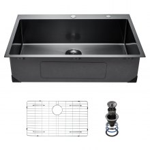 VEVOR 25" Kitchen Sink Top Mount Single Bowl Drop-In Basin Stainless Steel Black