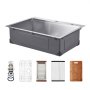 VEVOR 30 inch Kitchen Sink Workstation, 304 Stainless Steel Top Mount Sinks, Drop-In Single Bowl Farmhouse Basin with Ledge & Multiple Accessories, Household Dishwasher Sink for RV, Prep Kitchen, Bar