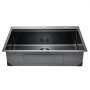 VEVOR 33 inch Kitchen Sink Workstation, 304 Stainless Steel Top Mount Sinks, Drop-In Single Bowl Farmhouse Basin with Ledge & Multiple Accessories, Household Dishwasher Sink for RV, Bar (Black)