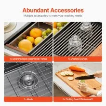 33" Kitchen Sink Top Mount Single Bowl Drop-In Basin Stainless Steel Black