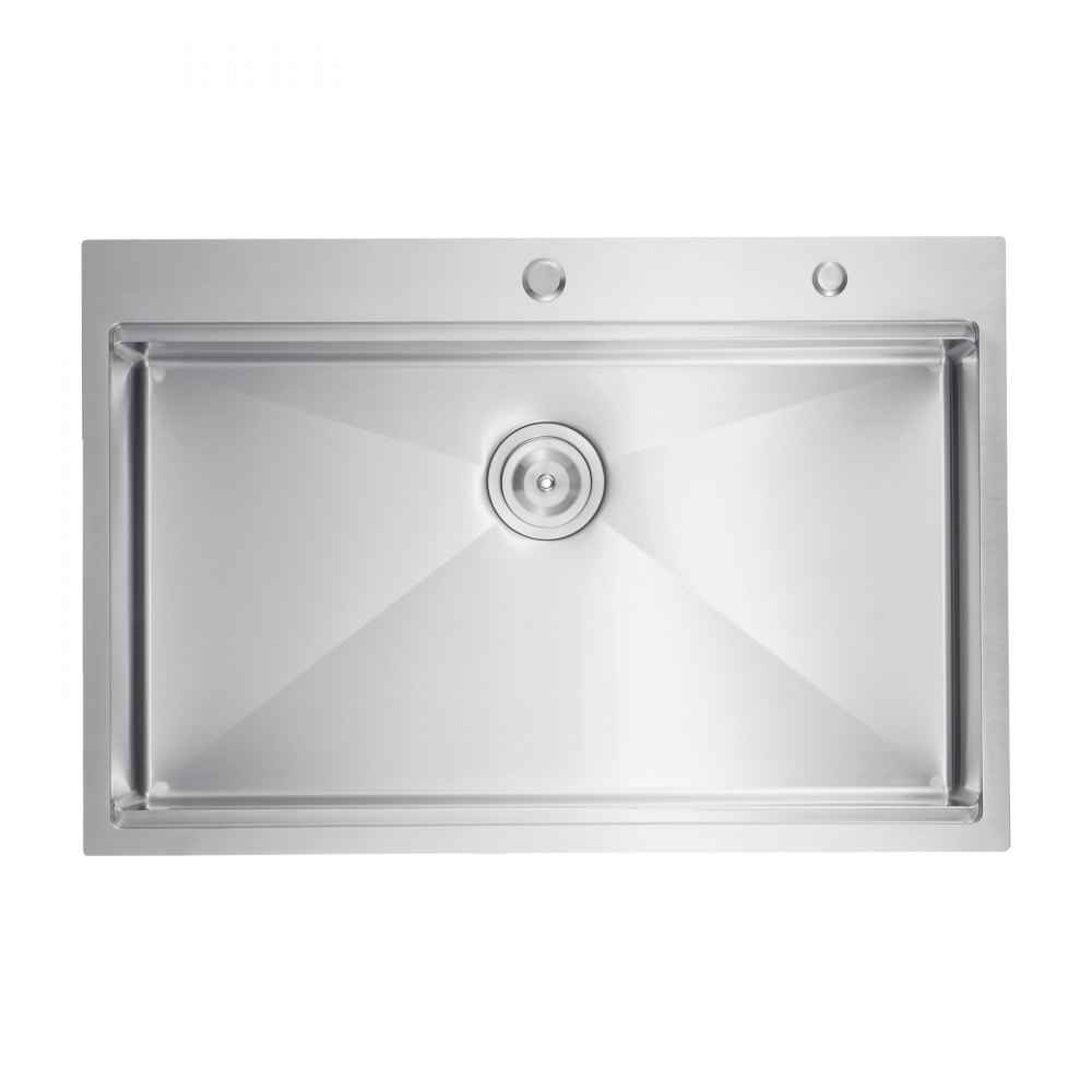 VEVOR 33 inch Kitchen Sink Workstation, 304 Stainless Steel Top Mount Sinks, Drop-In Single Bowl Farmhouse Basin with Ledge & Multiple Accessories, Household Dishwasher Sink for RV, Prep Kitchen, Bar