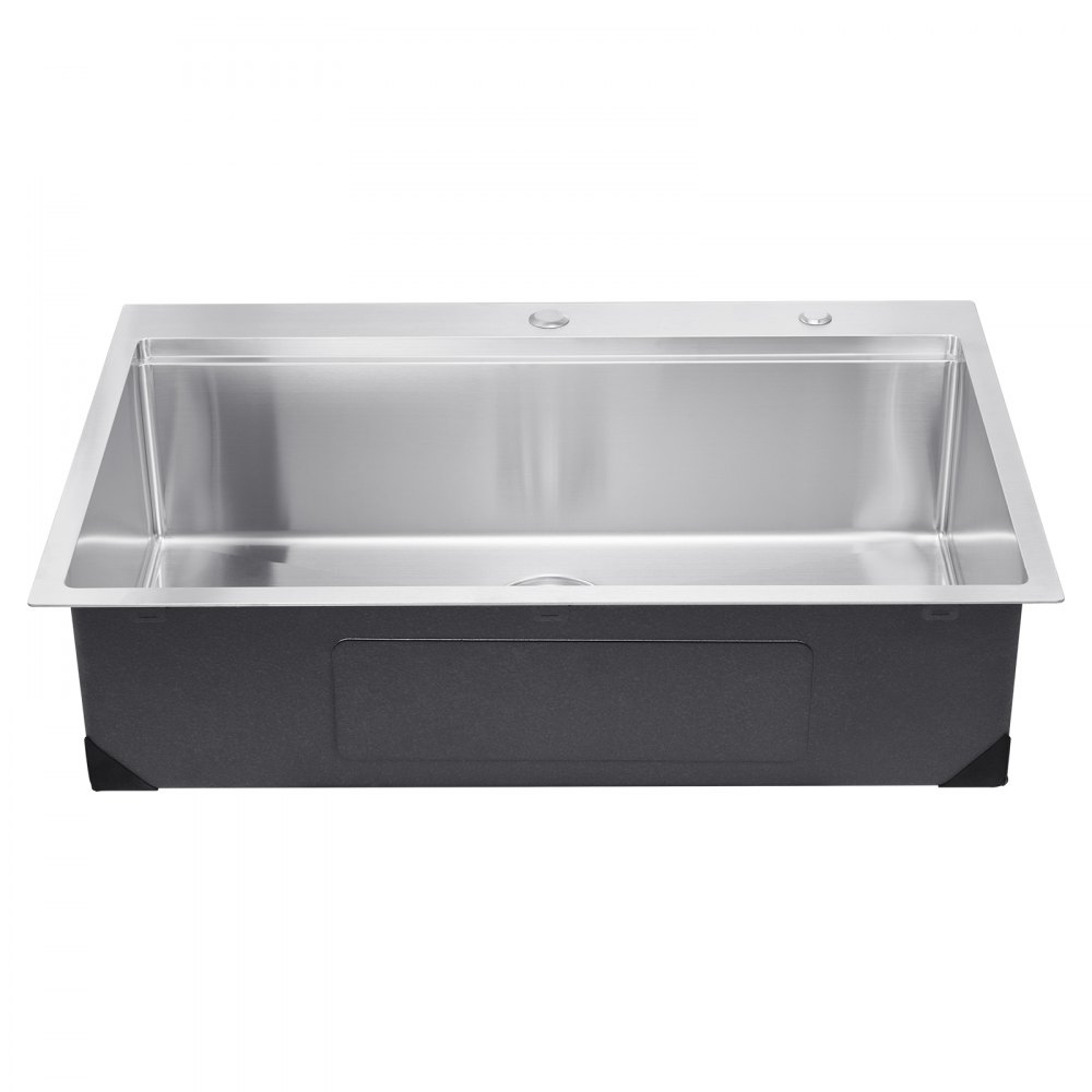 VEVOR 33 inch Kitchen Sink Workstation, 304 Stainless Steel Top Mount Sinks, Drop-In Single Bowl Farmhouse Basin with Ledge & Multiple Accessories, Household Dishwasher Sink for RV, Prep Kitchen, Bar
