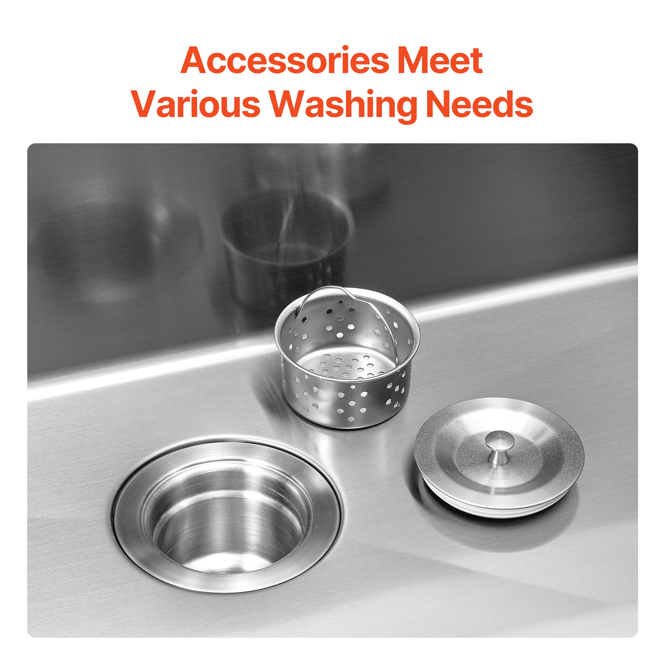 VEVOR 33 inch Kitchen Sink Workstation, 304 Stainless Steel Top Mount Sinks, Drop-In Single Bowl Farmhouse Basin with Accessories, Household Dishwasher Sinks for RV, Prep Kitchen, Laundry Room, Bar