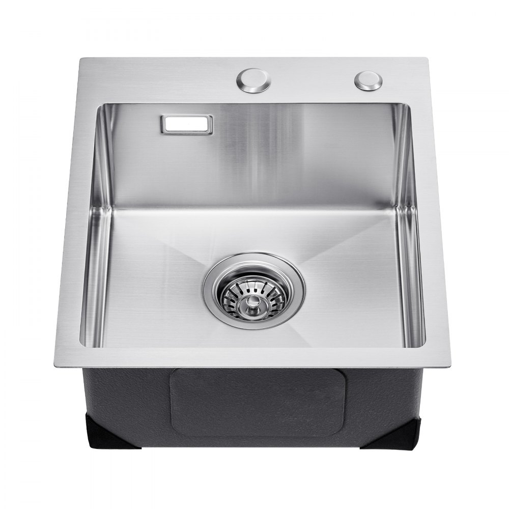 VEVOR 40cm Kitchen Sink Workstation, 304 Stainless Steel Top Mount Sinks, Drop-In Single Bowl Farmhouse Basin with Accessories, Household Dishwasher Sinks for RV, Prep Kitchen, Laundry Room, Bar