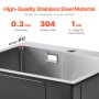 VEVOR 40cm Kitchen Sink Top Mount Single Bowl Drop-In Basin Stainless Steel Bar