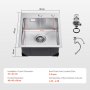VEVOR 40cm Kitchen Sink Workstation, 304 Stainless Steel Top Mount Sinks, Drop-In Single Bowl Farmhouse Basin with Accessories, Household Dishwasher Sinks for RV, Prep Kitchen, Laundry Room, Bar