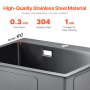 VEVOR 40cm Kitchen Sink Topmount Single Bowl Drop-In Basin Stainless Steel Black