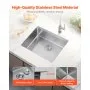 VEVOR 23 inch Kitchen Sink Workstation, 304 Stainless Steel Undermount Sink, Drop-In Single Bowl Farmhouse Basin with Ledge & Multiple Accessories, Household Dishwasher Sinks for RV, Prep Kitchen, Bar