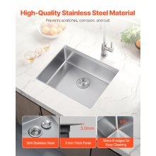 23" Kitchen Sink Undermount Single Bowl Drop-In Basin Stainless Steel Bar