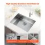 VEVOR 30 inch Kitchen Sink Workstation, 304 Stainless Steel Undermount Sink, Drop-In Single Bowl Farmhouse Basin with Ledge & Multiple Accessories, Household Dishwasher Sinks for RV, Prep Kitchen, Bar