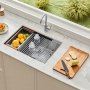 Fregadero de cocina VEVOR de 30 pulgadas, fregadero bajo encimera de acero inoxidable 304, lavabo de estilo rústico de una sola cubeta con repisa y múltiples accesorios, fregaderos para lavavajillas domésticos para autocaravanas, cocinas de preparación y bares.