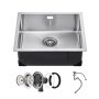 VEVOR 50cm Kitchen Sink Undermount Single Bowl Drop-In Basin Stainless Steel Bar