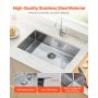 VEVOR 70cm Kitchen Sink Undermount Single Bowl Drop-In Basin Stainless Steel Bar