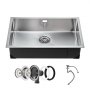 VEVOR 70cm Kitchen Sink Workstation, 304 Stainless Steel Undermount Sinks, Drop-In Single Bowl Farmhouse Basin with Accessories, Household Dishwasher Sinks for RV, Prep Kitchen, Laundry Room, Bar