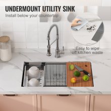 VEVOR Kitchen Sink, 304 Stainless Steel Drop-In Sinks, Undermount Single Bowl Basin with Ledge and Accessories, Household Dishwasher Sinks for Workstation, RV, Prep Kitchen, and Bar Sink, 30 inch