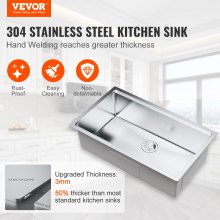 VEVOR Kitchen Sink, 304 Stainless Steel Drop-In Sinks, Undermount Single Bowl Basin with Ledge and Accessories, Household Dishwasher Sinks for Workstation, RV, Prep Kitchen, and Bar Sink, 32 inch