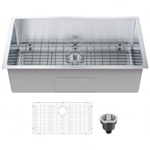 VEVOR Kitchen Sink, 304 Stainless Steel Drop-In Sinks, Undermount Single Bowl Basin with Accessories(Pack of 3), Household Dishwasher Sinks for Workstation, RV, Prep Kitchen, and Bar Sink, 32 inch
