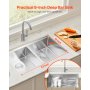 VEVOR 33 inch Kitchen Sink Workstation, 304 Stainless Steel Undermount Sink, Drop-In Double Bowl Farmhouse Basin with Ledge & Multiple Accessories, Household Dishwasher Sinks for RV, Prep Kitchen, Bar