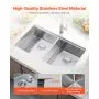 VEVOR 33 inch Kitchen Sink Workstation, 304 Stainless Steel Undermount Sink, Drop-In Double Bowl Farmhouse Basin with Ledge & Multiple Accessories, Household Dishwasher Sinks for RV, Prep Kitchen, Bar