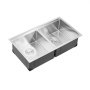 Fregadero de cocina VEVOR de 83 cm, fregadero bajo encimera de acero inoxidable 304, lavabo de doble cubeta de estilo rústico con repisa y múltiples accesorios, fregaderos para lavavajillas domésticos para autocaravanas, cocinas de preparación y bares.