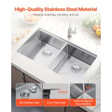 33" Kitchen Sink Undermount Double Bowl Drop-In Basin Stainless Steel Bar