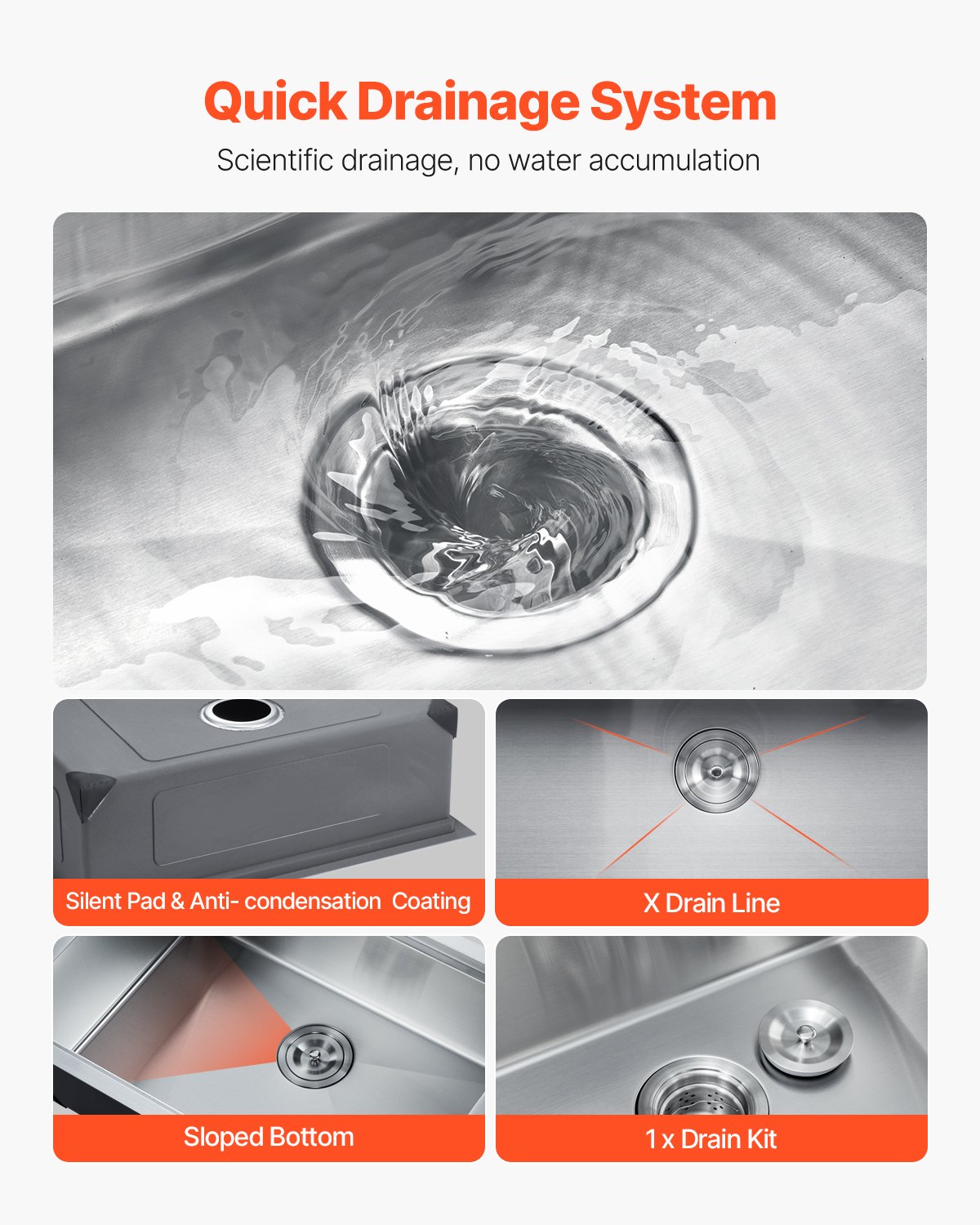 VEVOR 33 inch Kitchen Sink Workstation, 304 Stainless Steel Undermount Sink, Drop-In Double Bowl Farmhouse Basin with Ledge & Multiple Accessories, Household Dishwasher Sinks for RV, Prep Kitchen, Bar