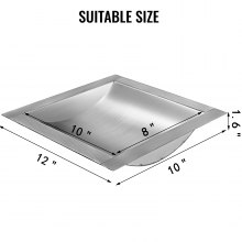 VEVOR 304 Stainless Steel Drop-in Deal Tray 12\" Deep x 10\" Wide x 1.6\" High Brushed Finish for Cash Register Window