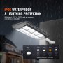 VEVOR 1200W LED Solar Street Light 1900LM Solar Motion Sensor Lamp Outdoor Wall