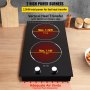 VEVOR Built-in Induction Cooktop, 11 inch 2 Burners, 120V Ceramic Glass Electric Stove Top with Knob Control, Timer & Child Lock Included, 9 Power Levels with Boost Function for Simmer Steam Fry