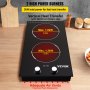 VEVOR Built-in Induction Cooktop, 12 inch 2 Burners, 220V Ceramic Glass Electric Stove Top with Knob Control, Timer & Child Lock Included, 9 Power Levels with Boost Function for Simmer Steam Fry
