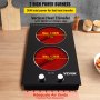 VEVOR Built in Electric Stove Top, 11 inch 2 Burners, 220V Ceramic Glass Radiant Cooktop with Knob Control, Timer & Child Lock Included, 9 Power Levels with Boost Function for Simmer Steam Fry